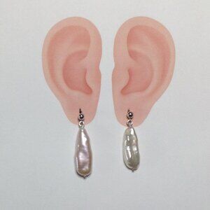 Honora Natural Long Freshwater Pearl Silver Stud Earring